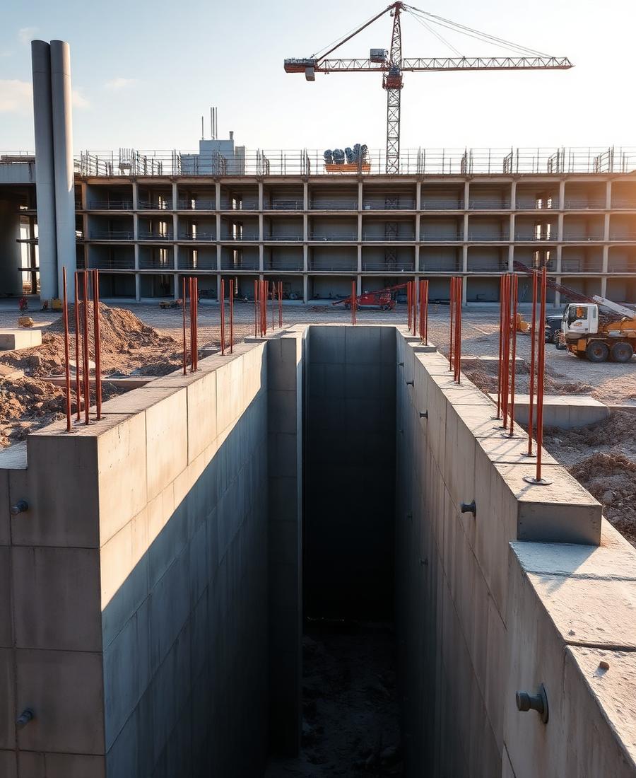 Betonfundament, erhvervsbyggeri